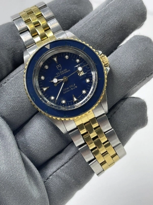 Tudor Mini-Sub Two Tone Prince OysterDate Blue Dial 33mm 94401 Watch
