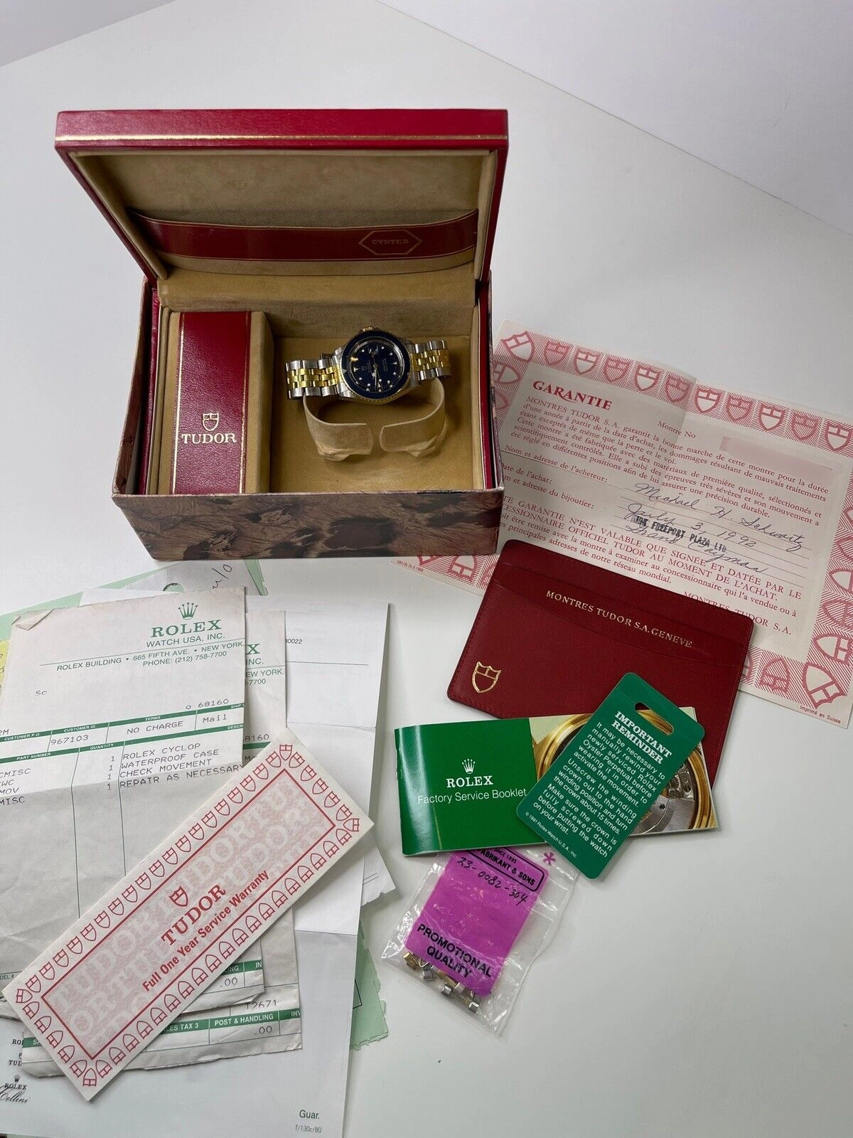 Tudor Mini-Sub Two Tone Prince OysterDate Blue Dial 33mm 94401 Watch
