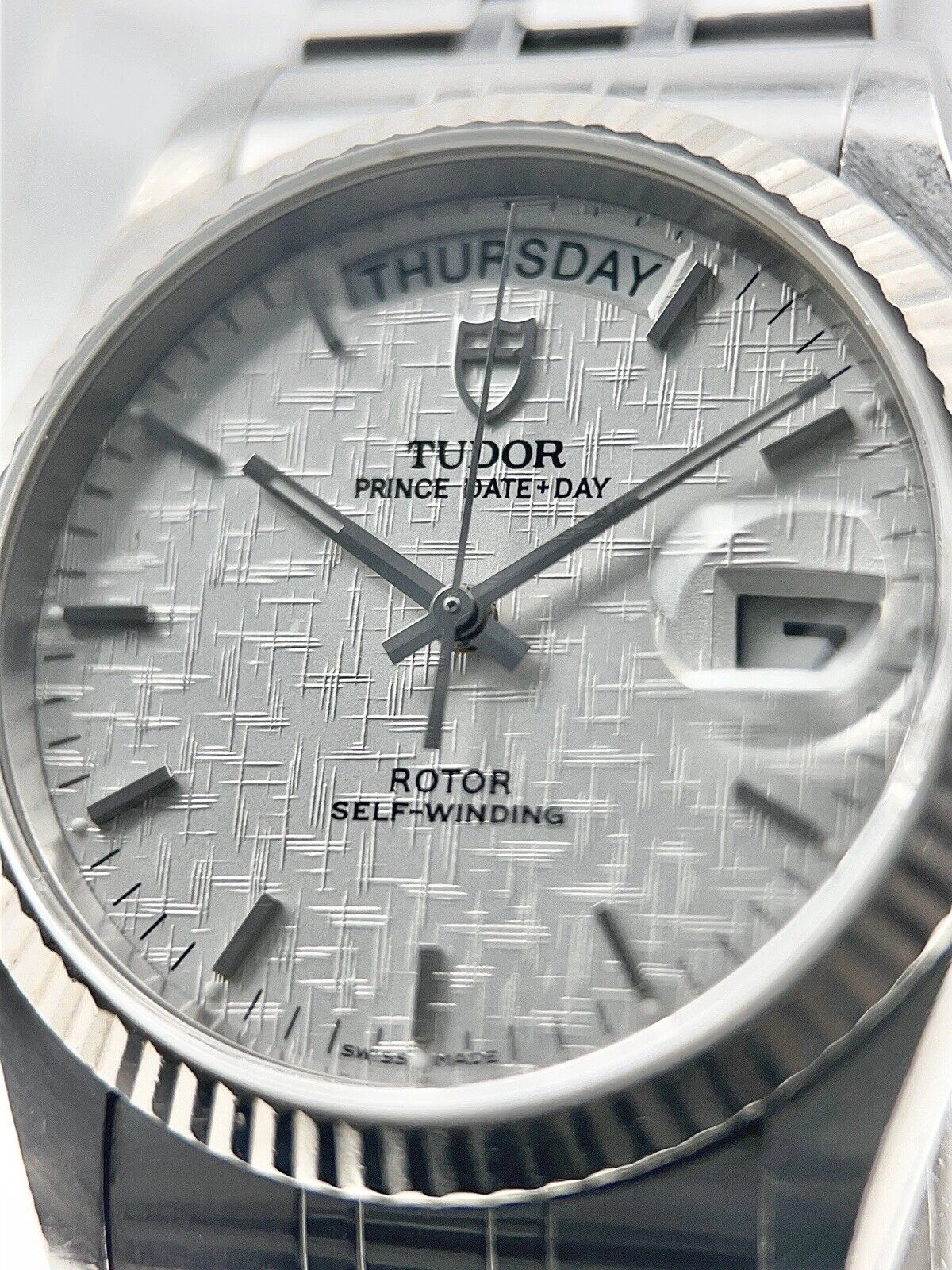 Tudor Prince Date Day 36mm Automatic Silver Linen Dial Ref 76214 Box And Papers