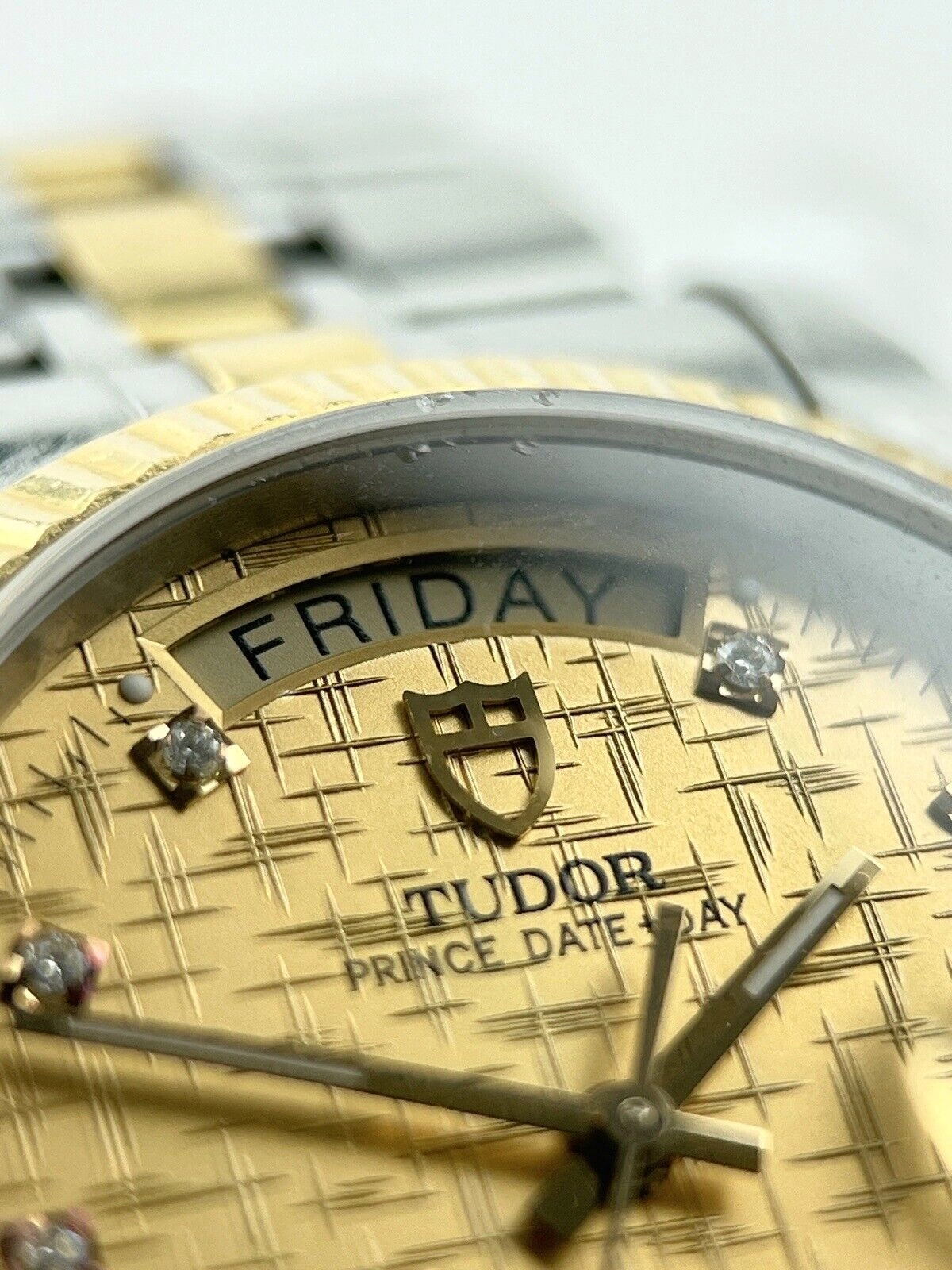 TUDOR Prince Date Day 76213 Gold Diamond Dial Men's Two Tone Automatic Watch