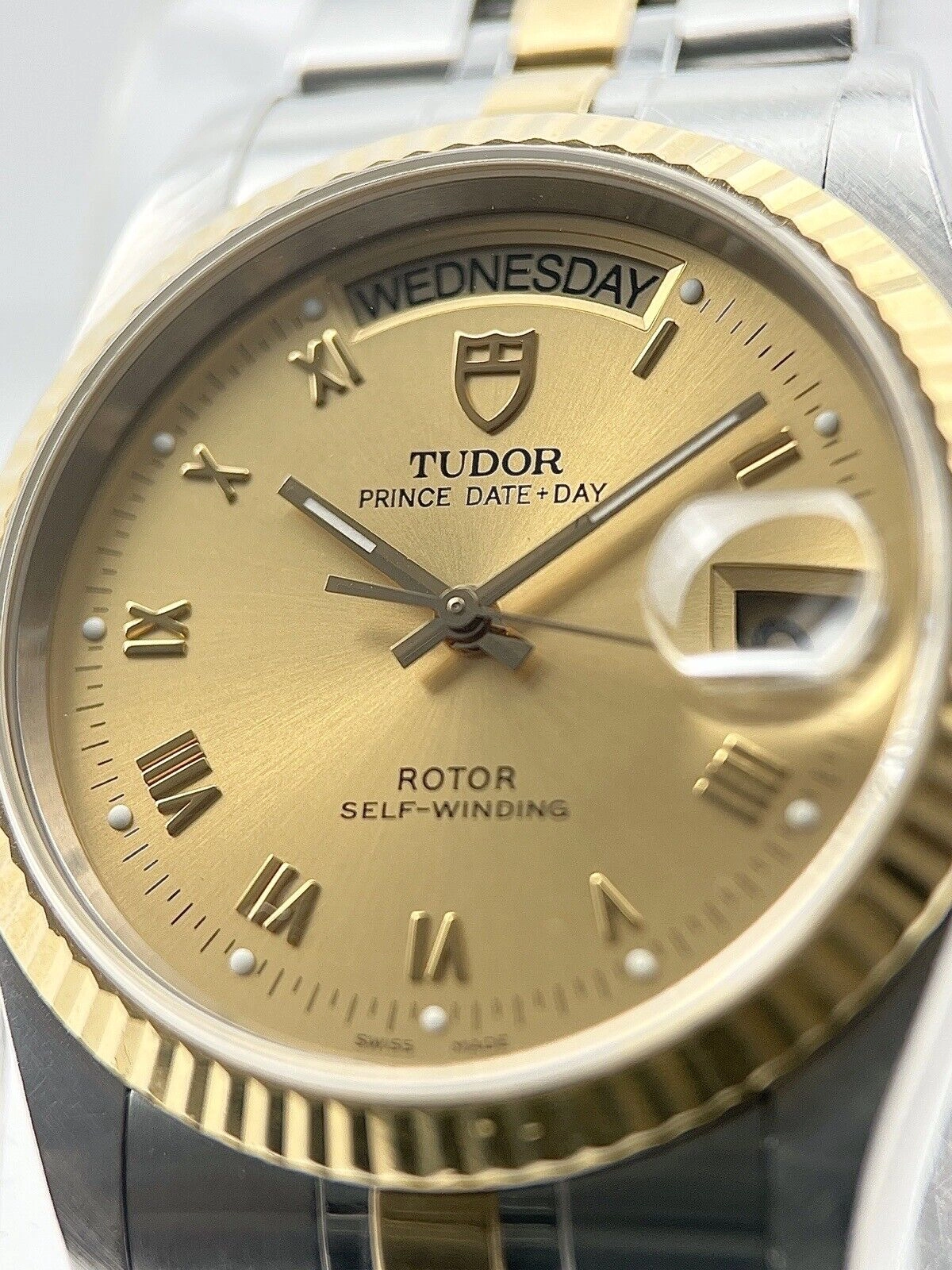 TUDOR Prince Date Day Ref-76213 Champagne Dial Men's Two Tone Automatic B&Ps