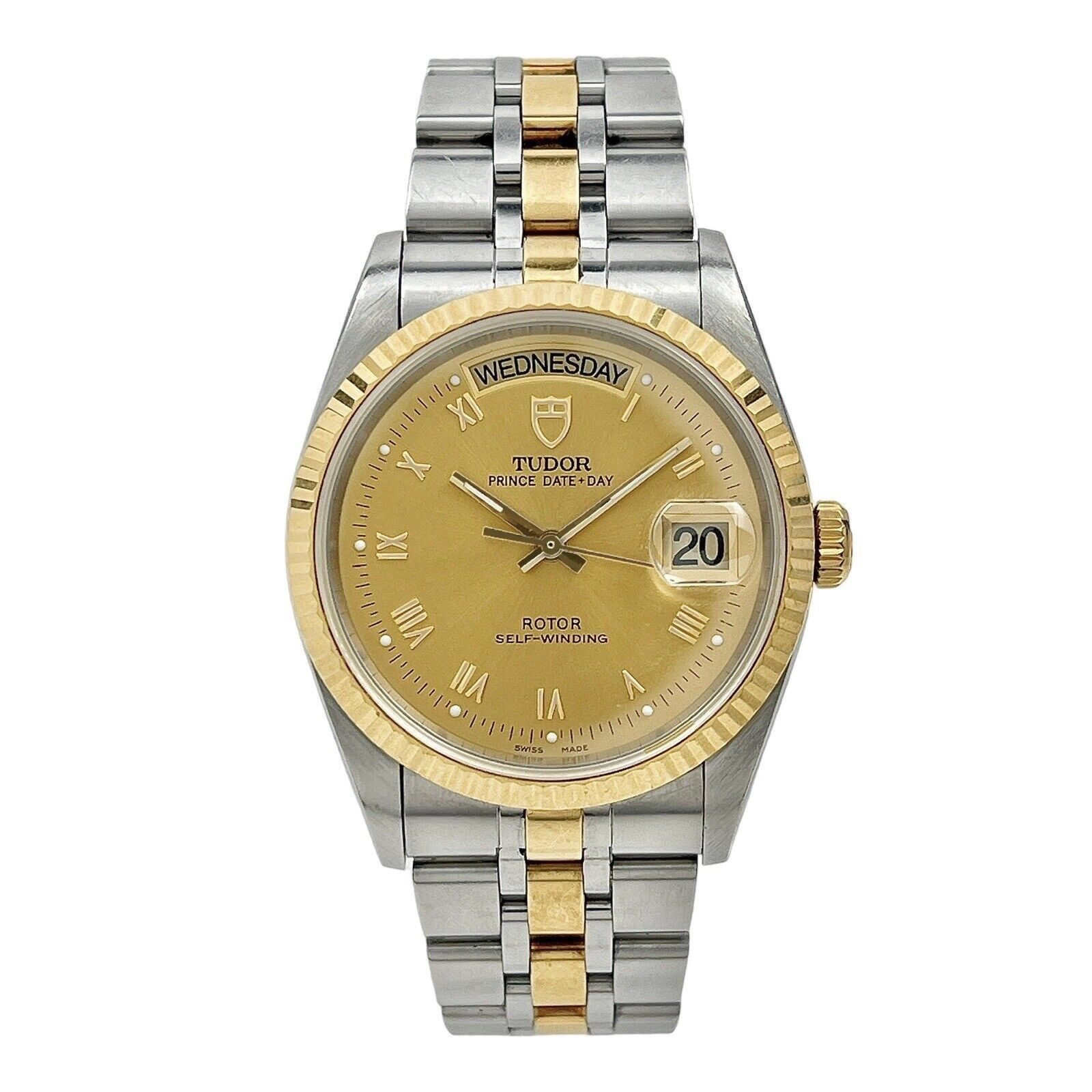 TUDOR Prince Date Day Ref-76213 Champagne Dial Men's Two Tone Automatic B&Ps