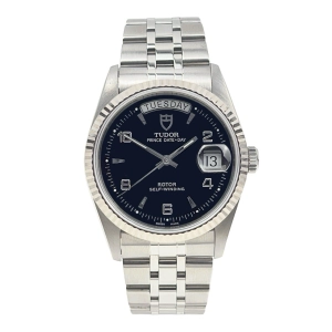 Tudor Prince Date Day Stainless Steel Roman Black 36mm Automatic Men’s Watch