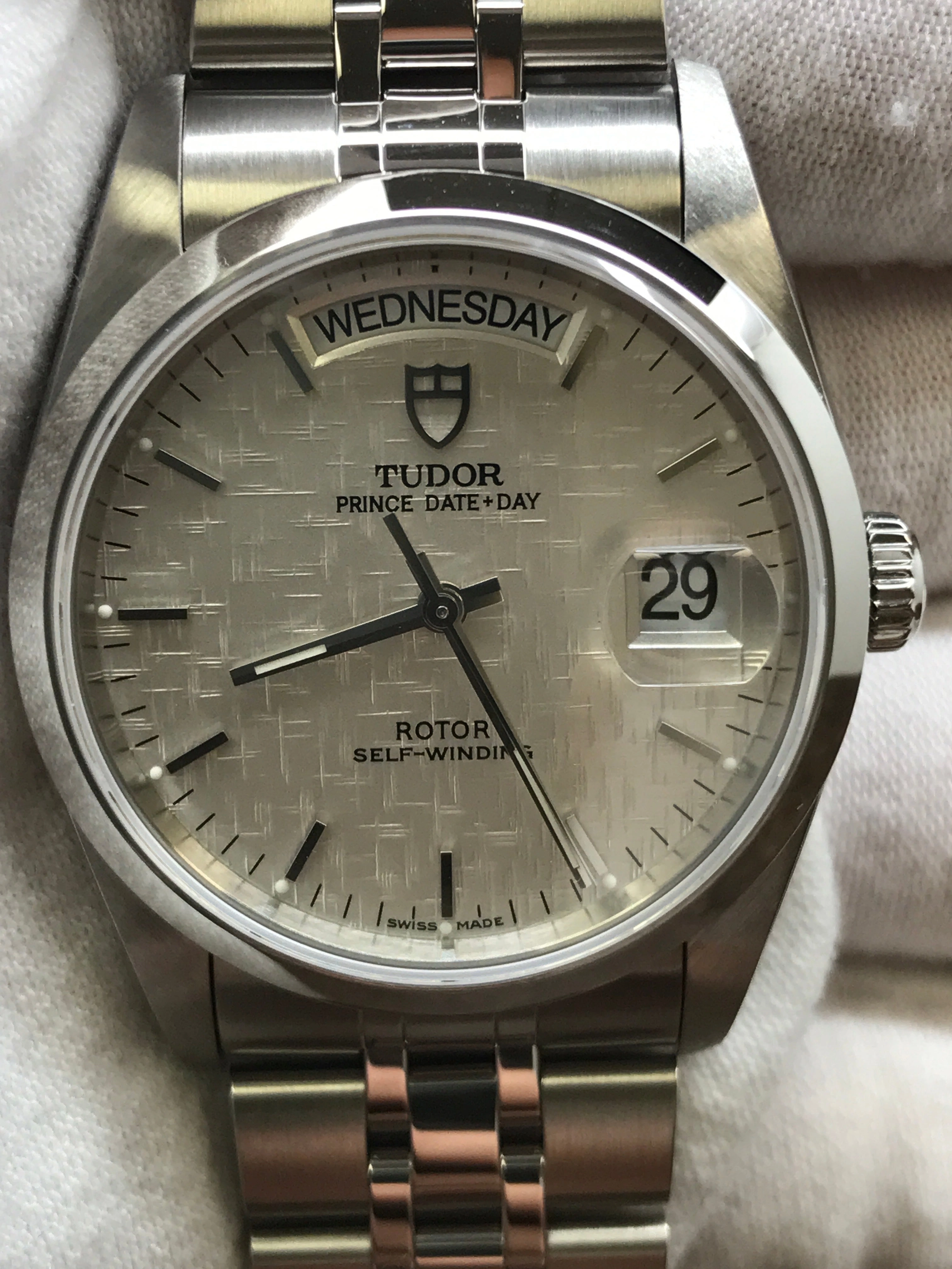 Tudor Prince Day-Date 76200 Offwhite Linen dial Dial Automatic Watch