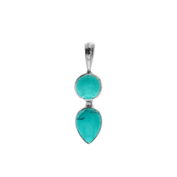 Turquoise Sterling Silver Teardrop Pendant & Chain