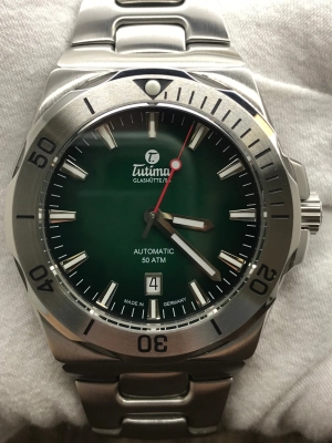 Tutima M2 Seven Seas Glashutte 6155-06 Green Dial Automatic Men's Watch