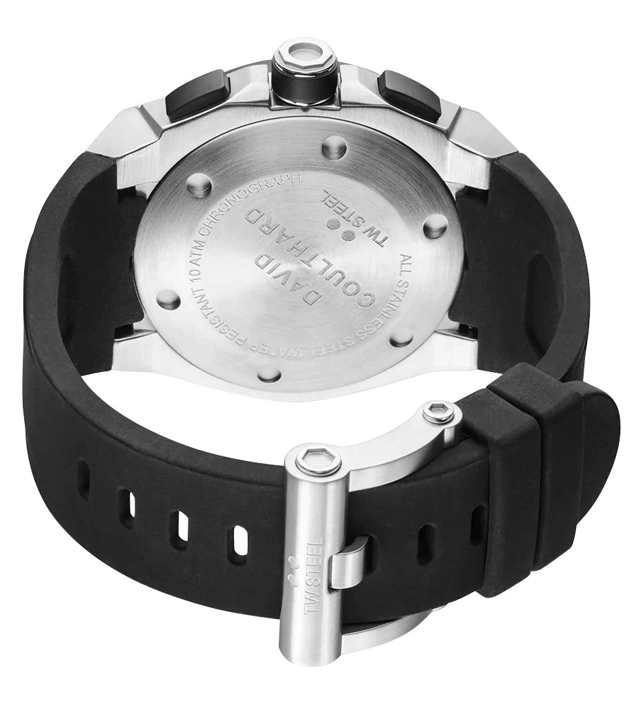 TW Steel CEO Tech Chronograph Stainless Steel Black Dial Black Silicon Strap Date Quartz Mens Watch CE4019