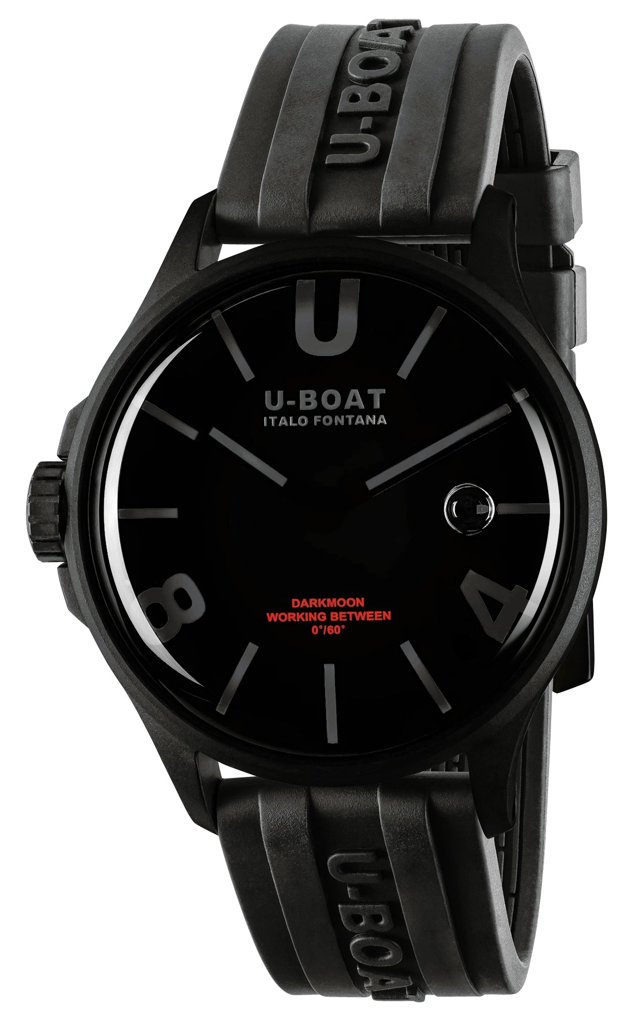 U-Boat Darkmoon Black PVD Black Dial Black Rubber Strap Quartz Mens Watch 9544