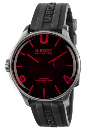 U-Boat Darkmoon Stainless Steel Black Dial Black Rubber Strap Quartz Mens Watch 8465