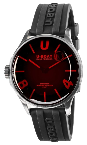U-Boat Darkmoon Stainless Steel Black Dial Black Rubber Strap Quartz Mens Watch 9305