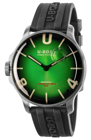 U-Boat Darkmoon Stainless Steel Green Dial Black Rubber Strap Quartz Mens Watch 8702