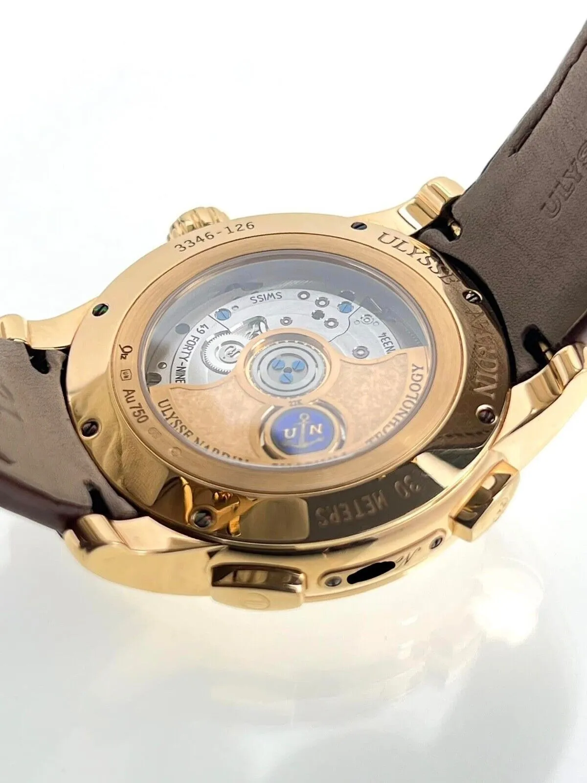 Ulysse Nardin Dual Time Manufacture Auto Rose Gold Mens Strap Watch 3346-126/91