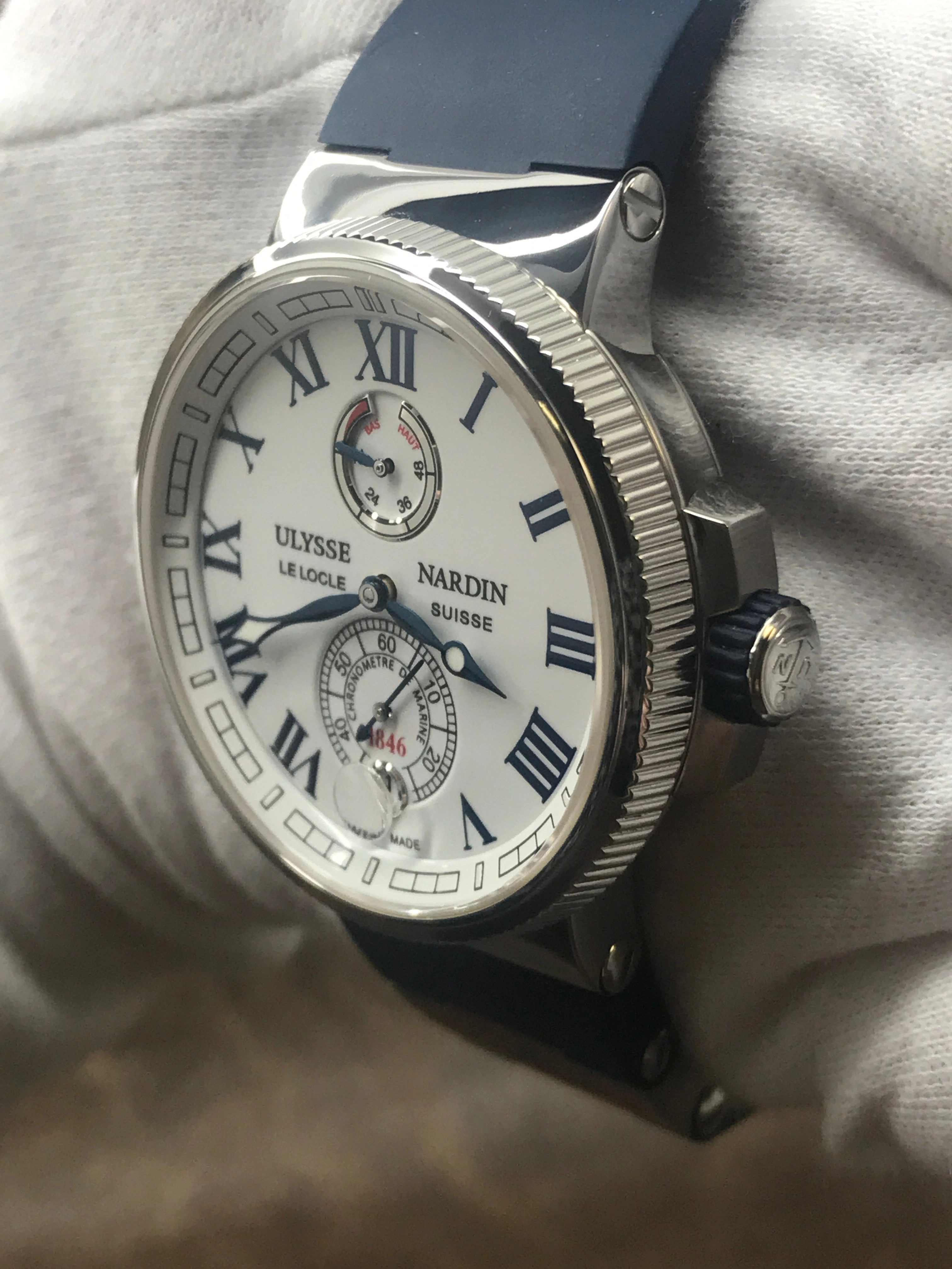 Ulysse Nardin Marine Chronometer 1183-126 White Roman Dial Automatic  Men's Watch