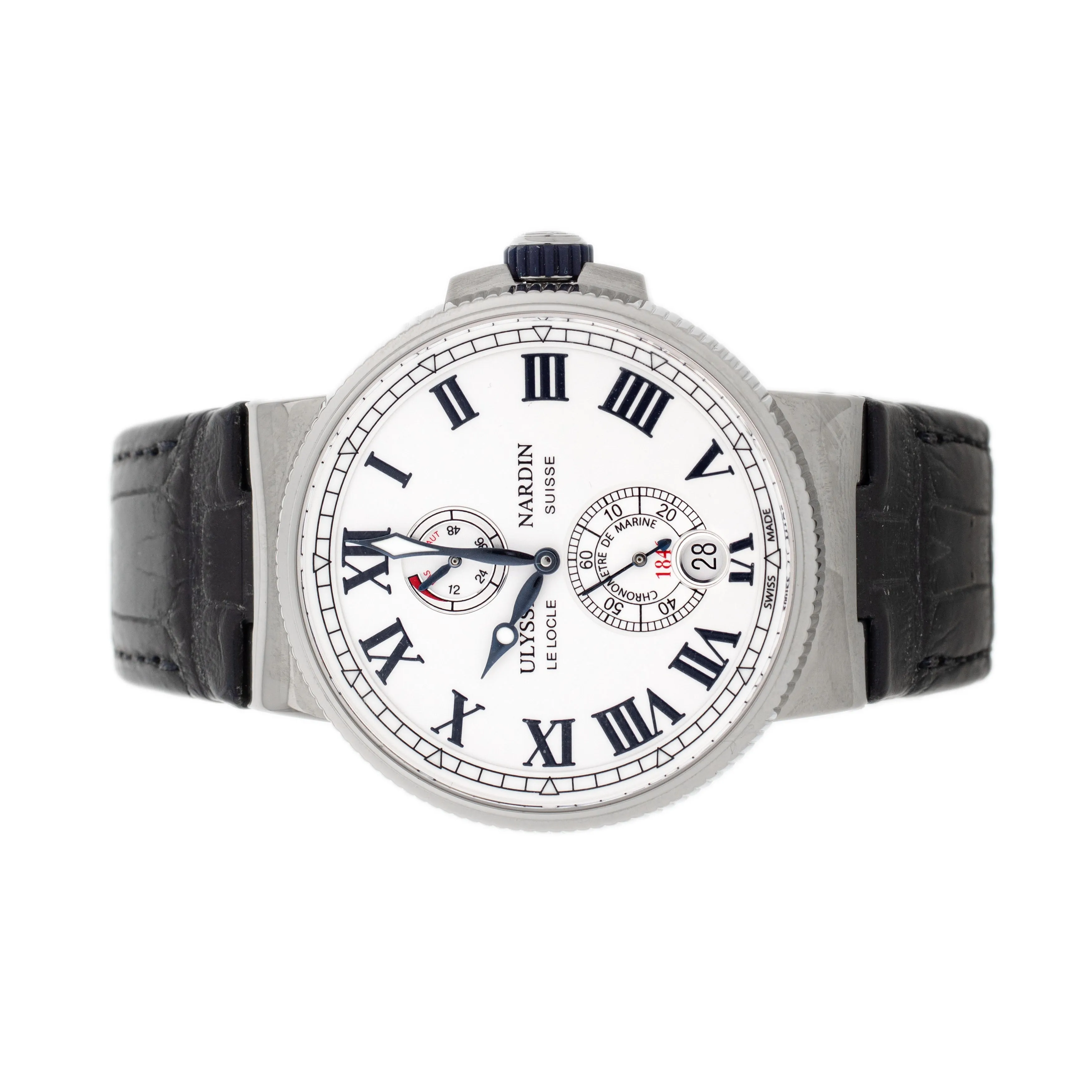 Ulysse Nardin Marine Chronometer Stainless Steel White Dial 45mm 1183-122/40 Full Set