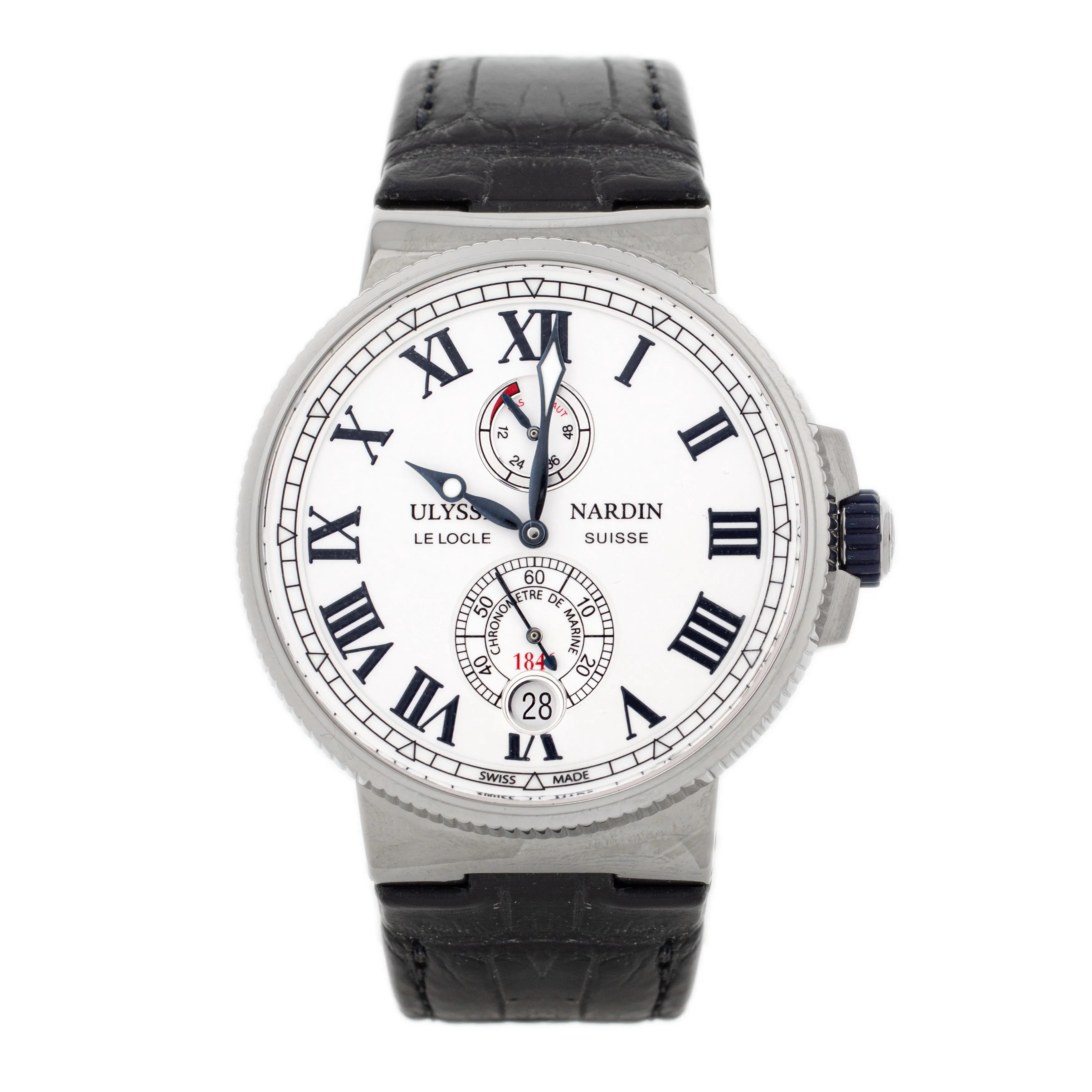 Ulysse Nardin Marine Chronometer Stainless Steel White Dial 45mm 1183-122/40 Full Set