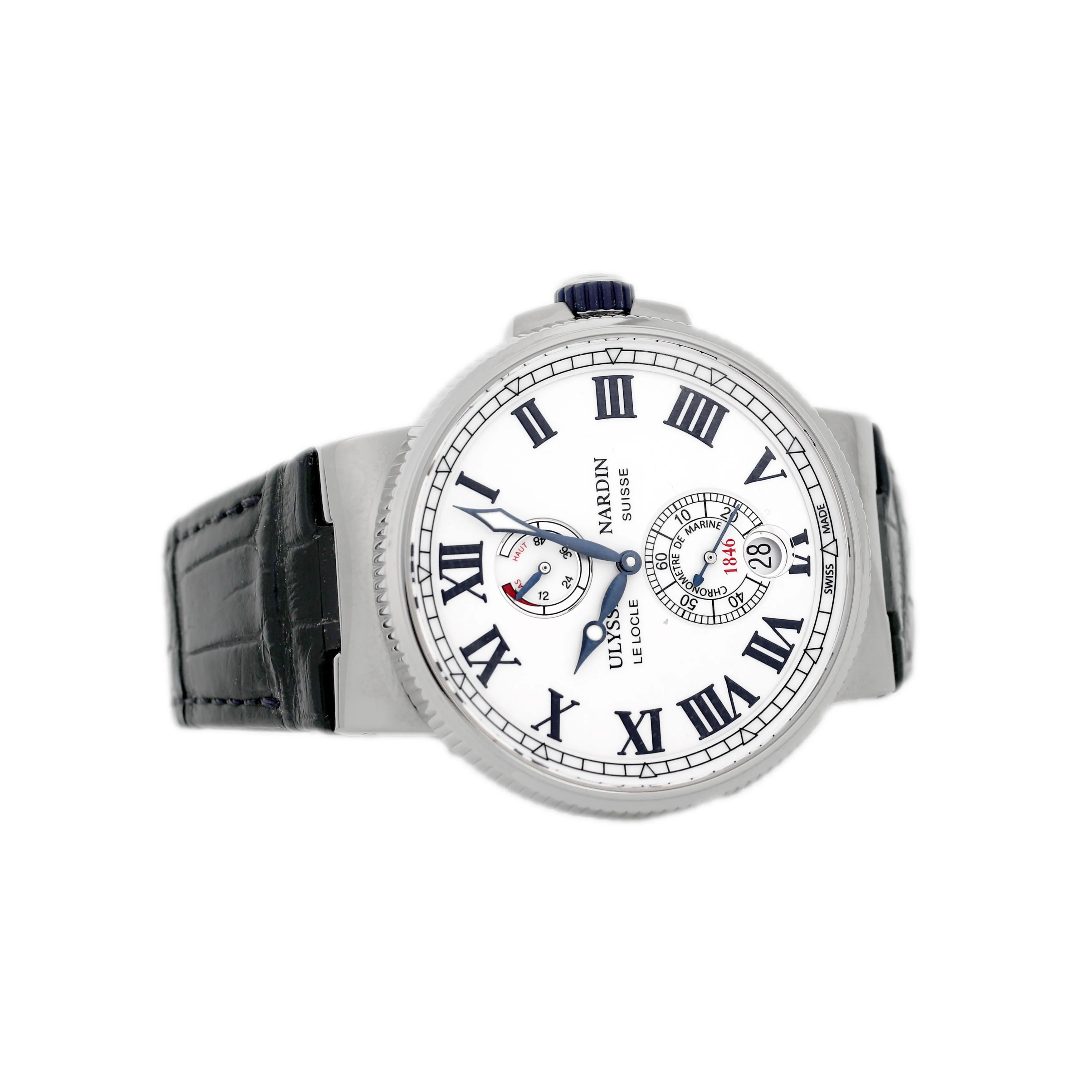Ulysse Nardin Marine Chronometer Stainless Steel White Dial 45mm 1183-122/40 Full Set