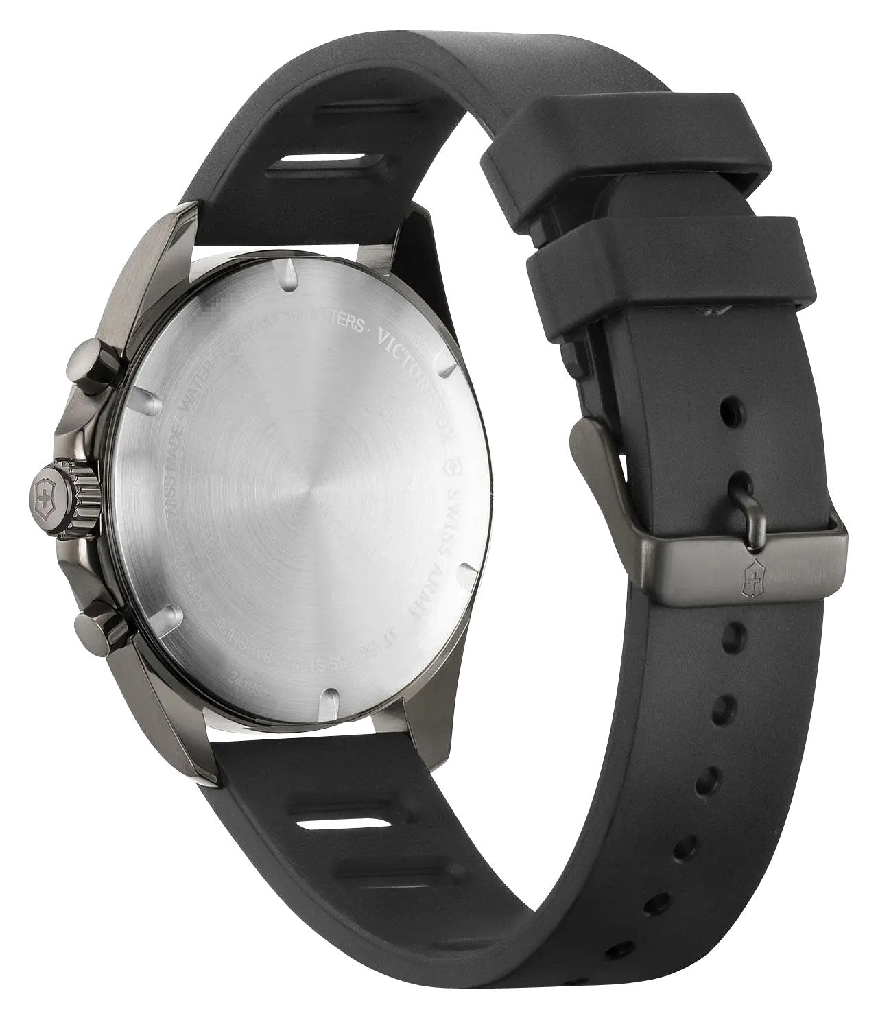 Victorinox Swiss Army FieldForce Sport Chronograph Black Stainless Steel Gray Dial Black Rubber Strap Date Quartz Mens Watch 241891