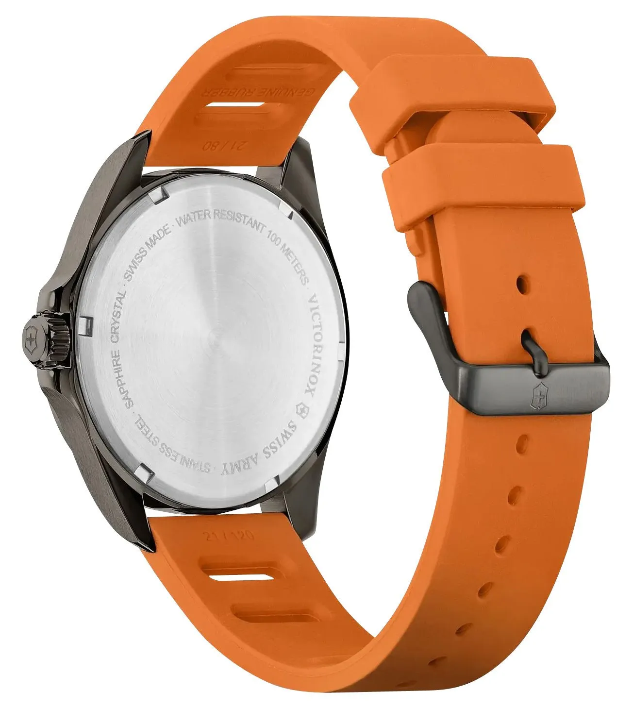 Victorinox Swiss Army Fieldforce Sport GMT Black Stainless Steel Black Dial Orange Rubber Strap Date Quartz Mens Watch 241897