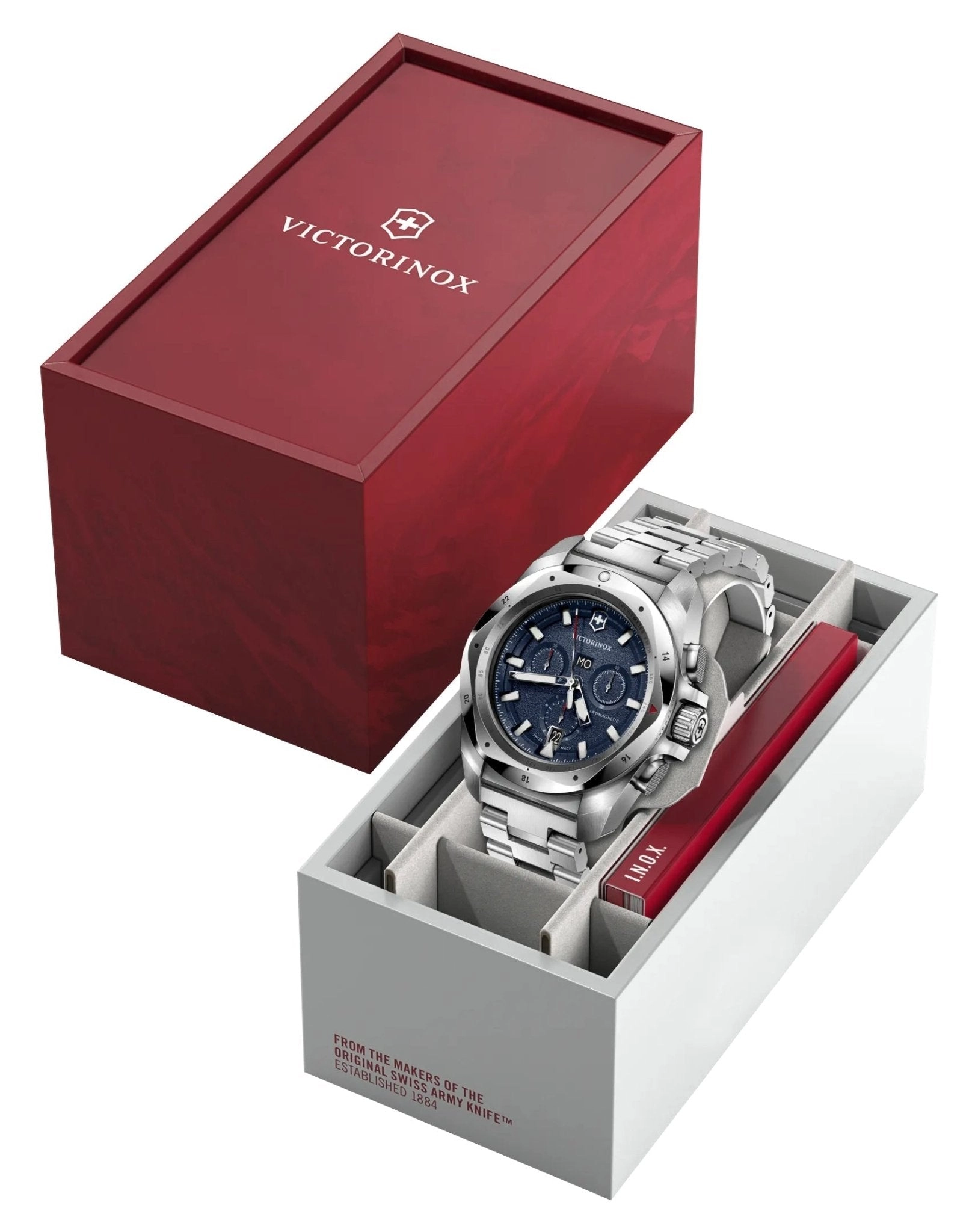 Victorinox Swiss Army I.N.O.X. Chronograph Stainless Steel Blue Dial Day/Date Divers Quartz Mens Watch 241985