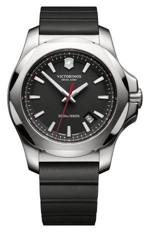 Victorinox Swiss Army I.N.O.X. Stainless Steel Black Dial Black Rubber Strap Date Divers Quartz Mens Watch 241682.1