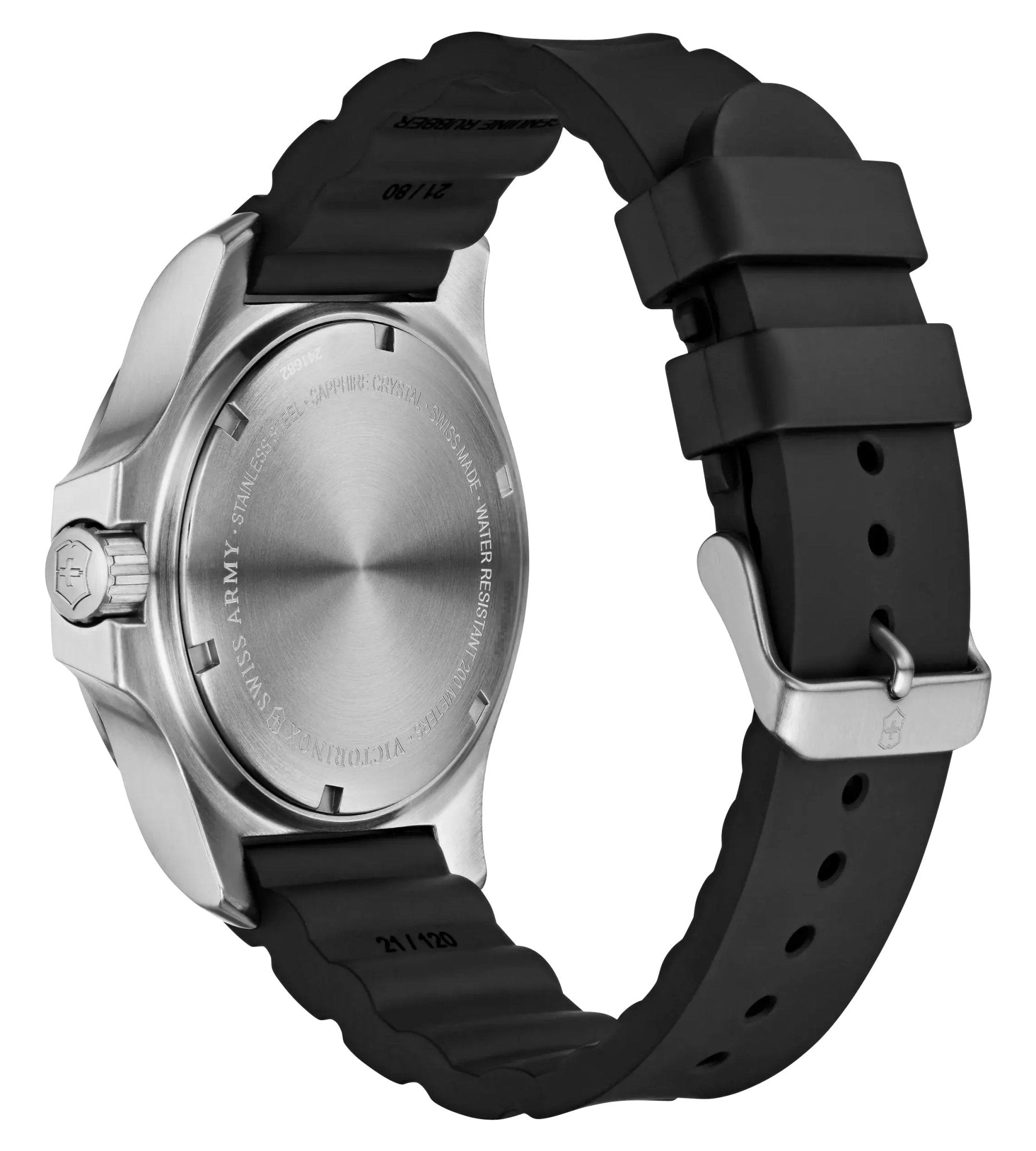 Victorinox Swiss Army I.N.O.X. Stainless Steel Black Dial Black Rubber Strap Date Divers Quartz Mens Watch 241682.1