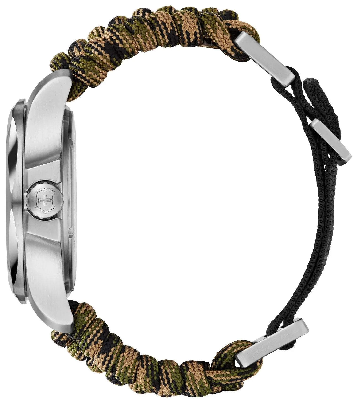Victorinox Swiss Army I.N.O.X. Stainless Steel Green Dial Paracord Band Interchangeable Green Rubber Strap Date Quartz Mens Watch 241727.1