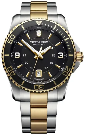 Victorinox Swiss Army Maverick Two-Tone Stainless Steel Black Dial Date Mens Watch 241824
