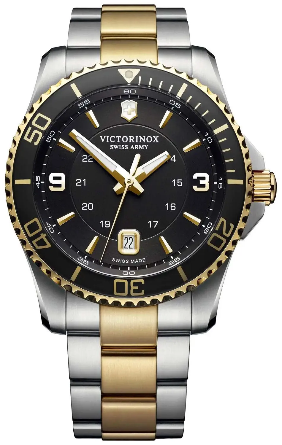 Victorinox Swiss Army Maverick Two-Tone Stainless Steel Black Dial Date Mens Watch 241824