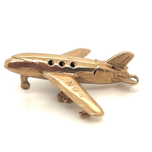 Vintage Aeroplane Charm 9ct Gold